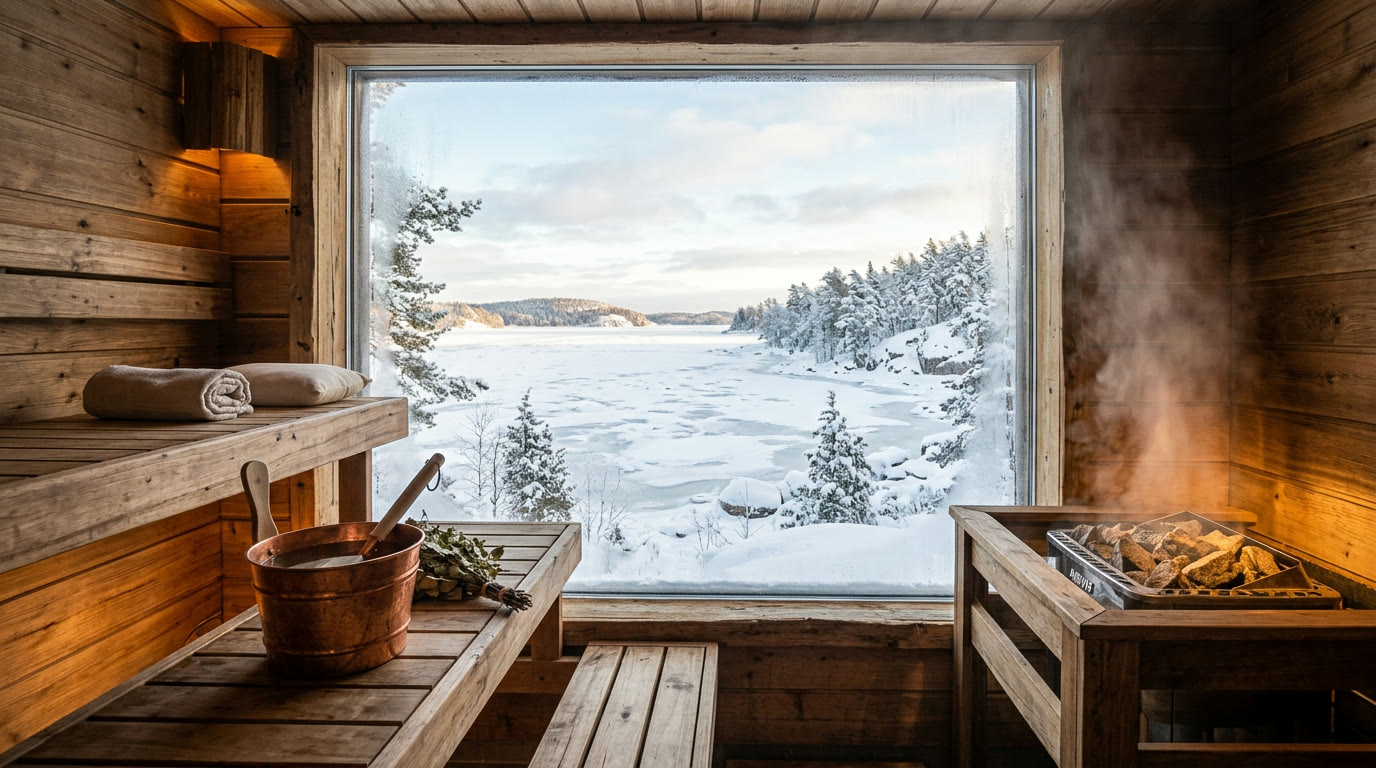 Private Finnish sauna in the Nordhaven Sauna Suite